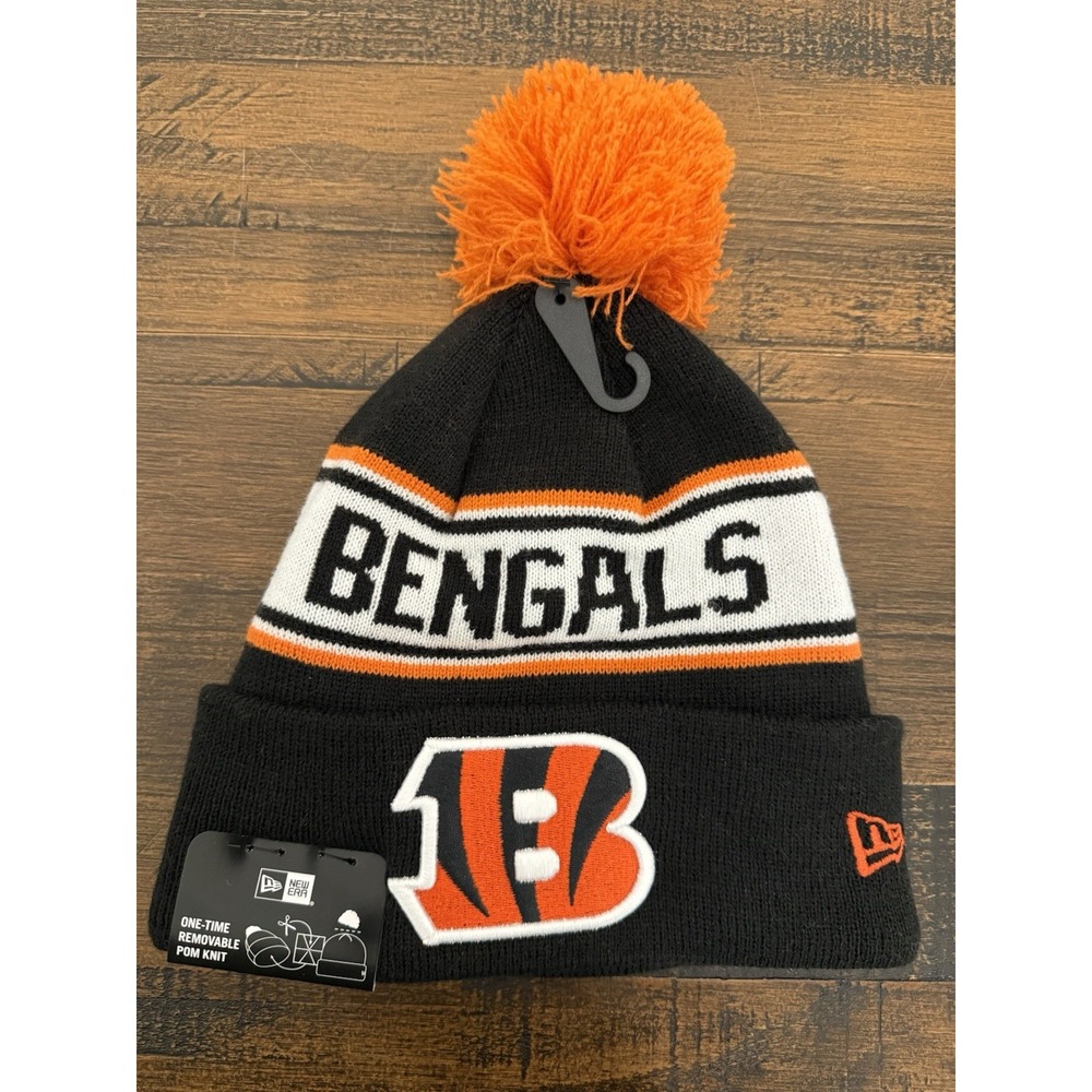 Cincinnati Bengals New Era Beanie Knit Removable Pom Winter NFL Hat NWT Black
